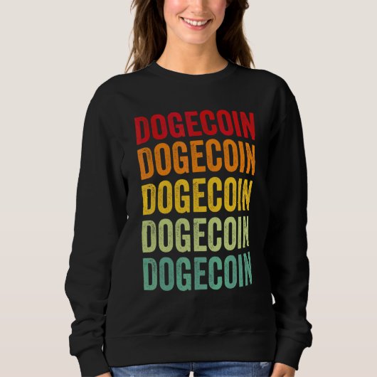 Dogecoin Krypto Regenbogen Textdesign Sweatshirt (Vorderseite)