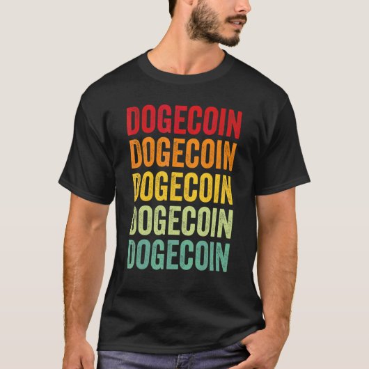 Dogecoin Krypto Regenbogen Textdesign T-Shirt (Vorderseite)