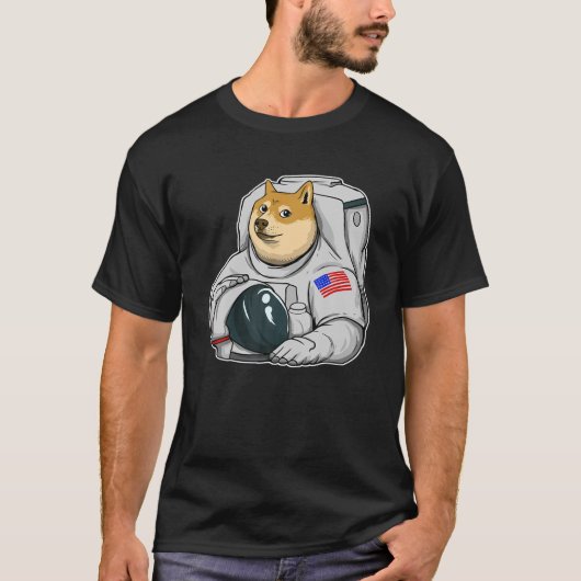 Dogecoin Moon Astronaut Kryptowährung Shiba Inu T-Shirt (Vorderseite)
