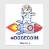 Dogecoin To The Moon Rocket Man Space Doge Crypto Aufkleber (Blatt)