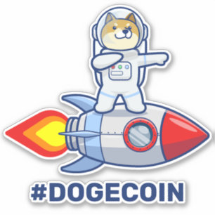 Dogecoin To The Moon Rocket Man Space Doge Crypto Aufkleber