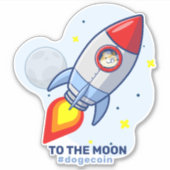 Dogecoin To The Moon Rocket Man Space Doge Crypto Aufkleber (Vorderseite)