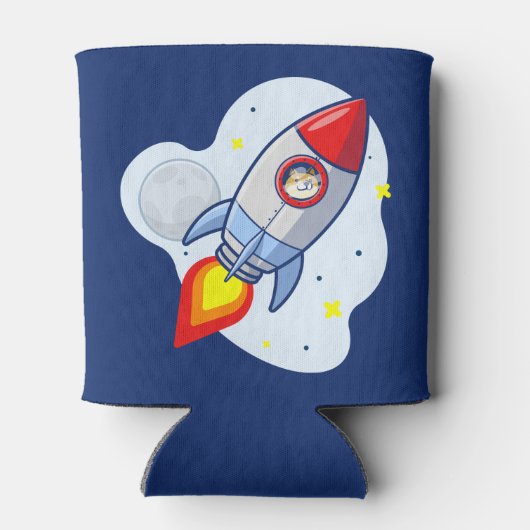 Dogecoin To The Moon Rocket Man Space Doge Crypto Dosenkühler (Rückseite)