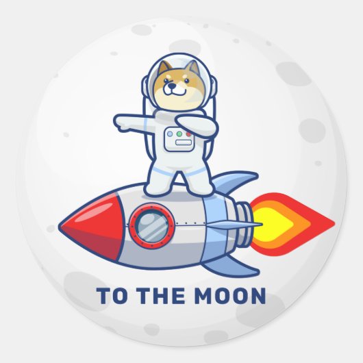 Dogecoin To The Moon Rocket Man Space Doge Crypto Runder Aufkleber (Vorderseite)