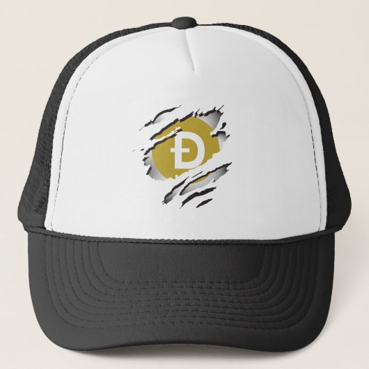Dogecoin Torn Logo Reveage Image - Trucker Hat Truckerkappe (Vorderseite)