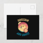Dogecoin und Coffee - Funny Doge Crypto Postkarte (Vorne/Hinten)