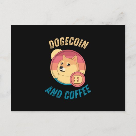 Dogecoin und Coffee - Funny Doge Crypto Postkarte (Vorderseite)