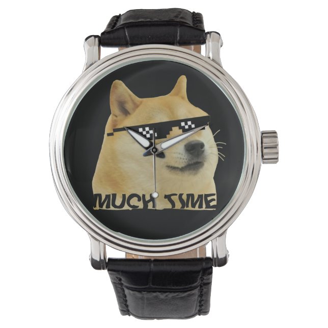 Dogecoin viel Zeit Doge Wow Krypto Kryptowährung Armbanduhr (Vorderseite)