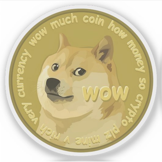 Dogecoin Wow Doge Münze sehr viel Krypto-Währung Aufkleber (Vorderseite)