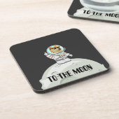 Dogecoin zum lustigen schwarzen Astronautenhund Getränkeuntersetzer (Linke Seite)