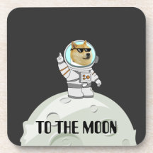 Dogecoin zum lustigen schwarzen Astronautenhund