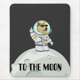 Dogecoin zum lustigen schwarzen Astronautenhund Mousepad