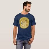 Dogecoin "zum Mond" dunkler T - Shirt mit QR Code (Vorne ganz)