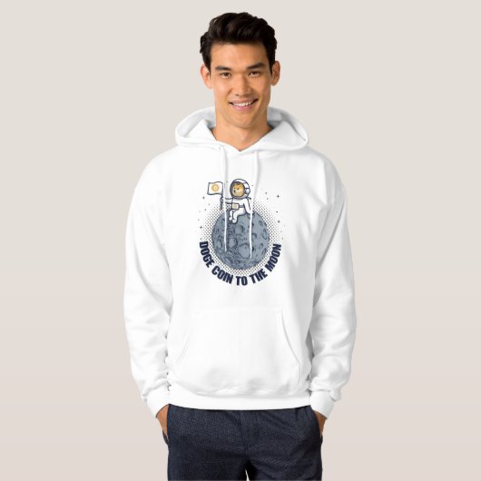 Dogecoin zum Mondflitzer Kryptowährung Hoodie (Vorne ganz)