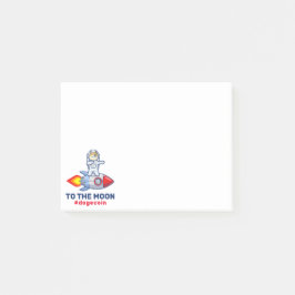 Dogecoin zum Moon Rocket Man Weltraumdampf Krypto Post-it Klebezettel