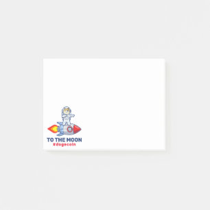 Dogecoin zum Moon Rocket Man Weltraumdampf Krypto Post-it Klebezettel
