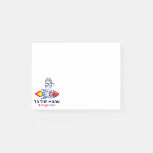 Dogecoin zum Moon Rocket Man Weltraumdampf Krypto Post-it Klebezettel (Vorderseite)