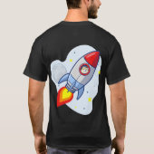 Dogecoin zum Moon Rocket Man Weltraumdampf Krypto  T-Shirt (Rückseite)