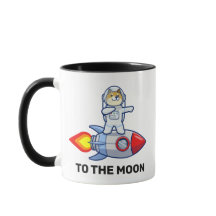 Dogecoin zum Moon Rocket Man Weltraumdampf Krypto