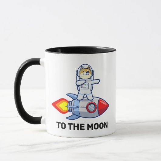 Dogecoin zum Moon Rocket Man Weltraumdampf Krypto Tasse (Links)