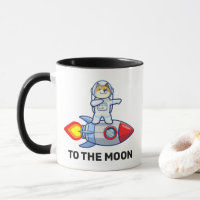 Dogecoin zum Moon Rocket Man Weltraumdampf Krypto