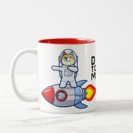 Dogecoin zum Moon Rocket Man Weltraumdampf Krypto  Zweifarbige Tasse