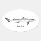 Dogfish (line art) ovaler aufkleber (Vorderseite)