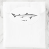 Dogfish (line art) ovaler aufkleber (Tasche)