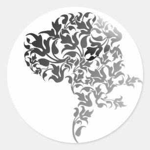 Dogge Botanisches Blatt-Silhouette Runder Aufkleber