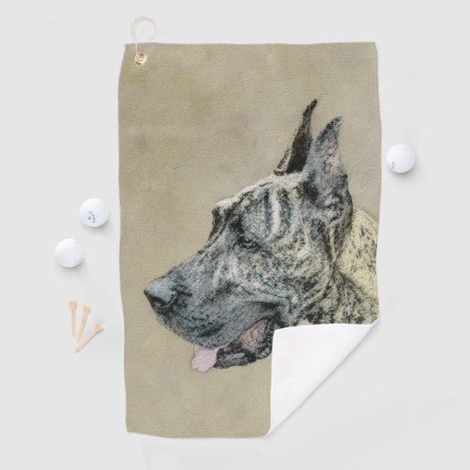 Dogge-(Brindle) Malerei - ursprüngliche Hundekunst Golfhandtuch (Insitu)
