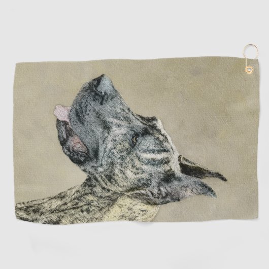 Dogge-(Brindle) Malerei - ursprüngliche Hundekunst Golfhandtuch (Horizontal)