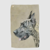 Dogge-(Brindle) Malerei - ursprüngliche Hundekunst Golfhandtuch (Vorderseite)