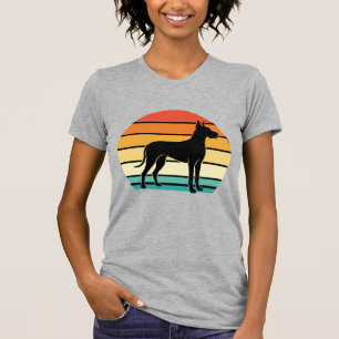 Dogge Dänische Retro-Sonnenuntergang-Hund-Silhouet T-Shirt