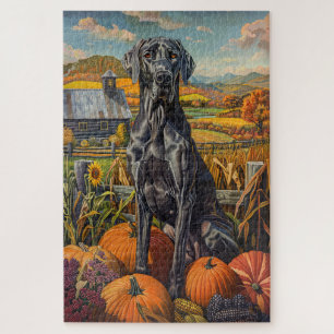 Dogge Deutsche Dogge Herbsternte Erntedankfest Puzzle