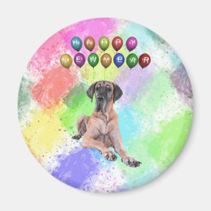 Dogge Deutsche Dogge wünscht ein glückliches neues Magnet