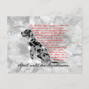 Dogge is already in German, the American English t Postkarte
