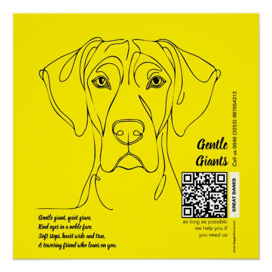 Dogge Line Art Poster (Vorderseite)