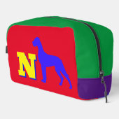 Dogge Monogramm-Tasche Great Dane und Farben Waschbeutel (Rechte Ecke)