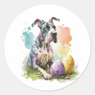 Dogge Osterei, Frohe Ostern Dogge Runder Aufkleber