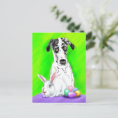 Dogge-Ostern-KANINCHEN?! Feiertagspostkarte (Stehend Vorderseite)
