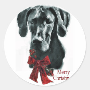 Dogge-schwarze Weihnachtsgeschenke Runder Aufkleber