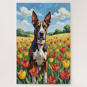 Dogge Spring Tulpenfeld Deutsche Dogge Puzzle