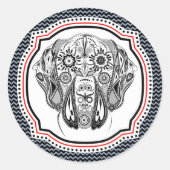 Dogge Tattoo Stil Runder Aufkleber (Vorderseite)