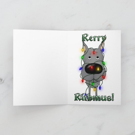 Dogge-Weihnachtslichter Feiertagskarte (Innenseite)