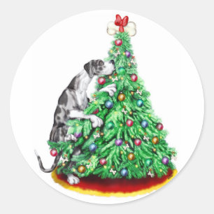 Dogge-Weihnachtsreichweite-Ziele Merle UC Runder Aufkleber