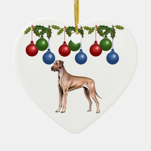 Dogge-Weihnachtsverzierung Keramikornament (Vorne)