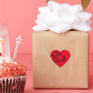 Dogge Zeichnung Herz-Aufkleber