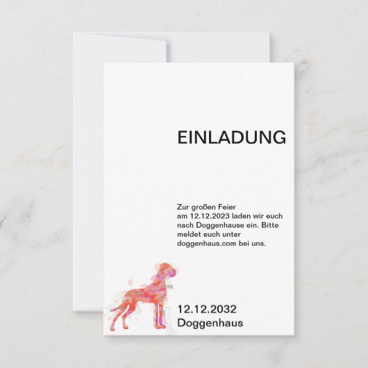 Doggen Einladungskarten (Vorderseite)