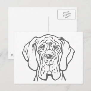 Doggen Kopf Zeichnung Postkarte