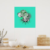 Doggen Portrait Grün Poster (Küche)